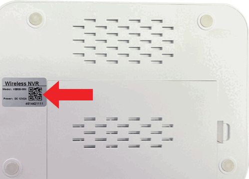 QR-Code-Aufkleber am Gehäuse des NVR