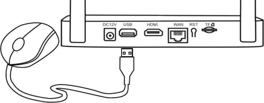 将 USB 鼠标插入 NVR 的 USB 接口