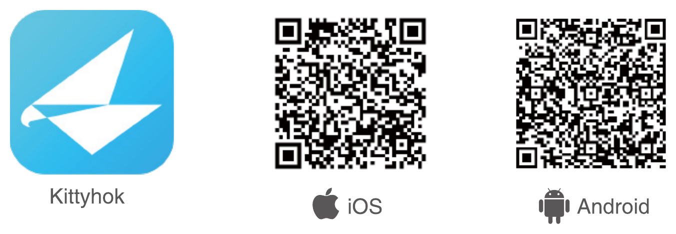 Ikona aplikace Kittyhok a QR kódy pro iOS a Android